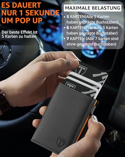 Thumbnail 3 de TEEHON Geldbörse Herren – Magnetische Slim Wallet mit Münzfach, RFID-Schutz und ID-Fenster (Schwarz & Orange)