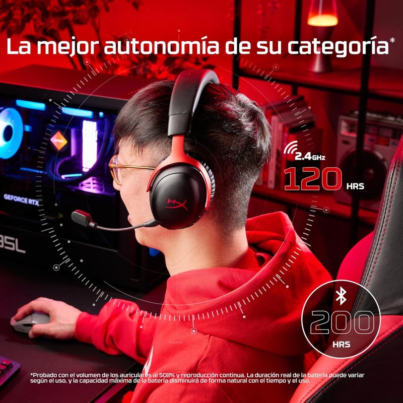 Detalle de HyperX Cloud III S inalámbricos Bluetooth para gaming (blancos)