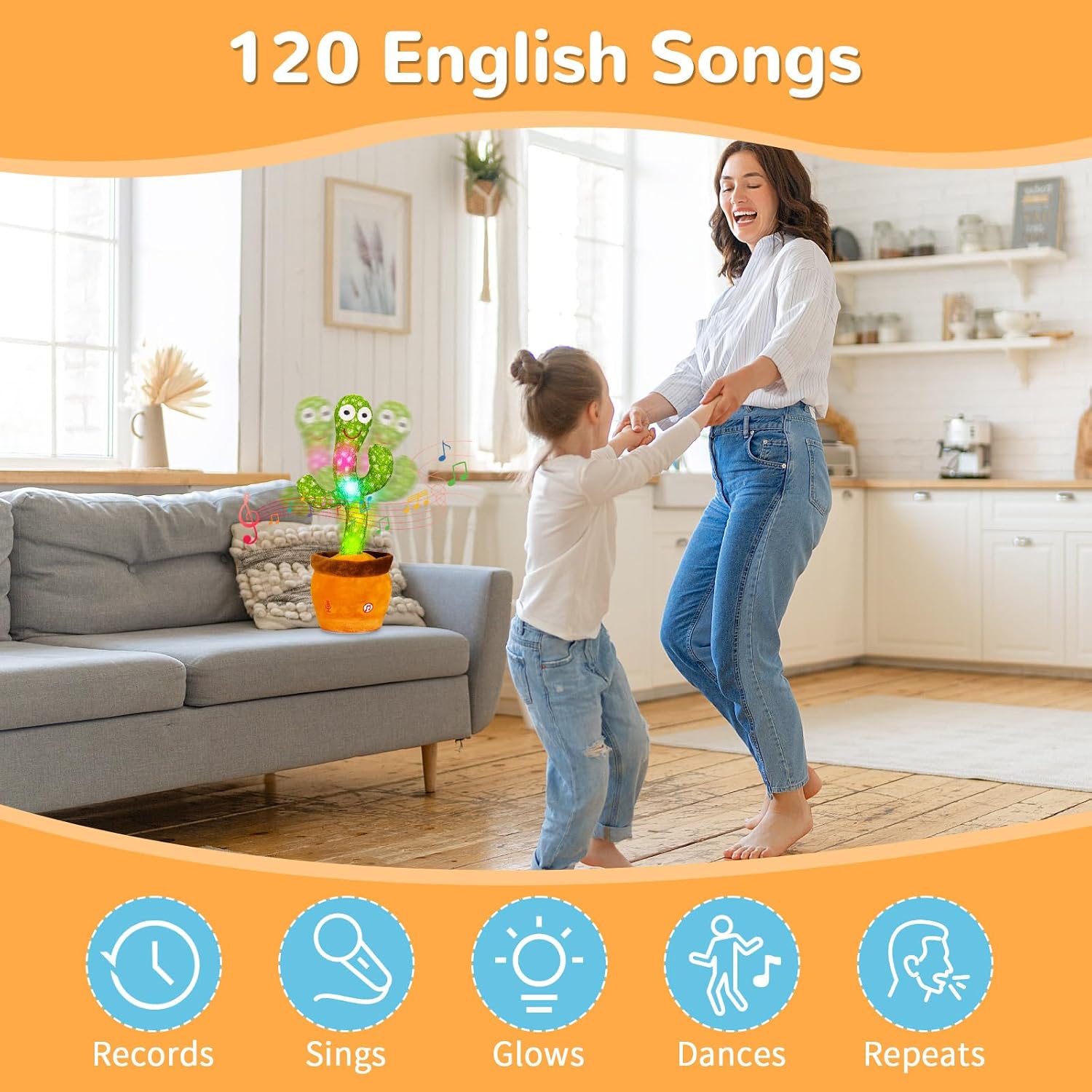 Thumbnail 2 de MILEGI Dancing Singing Cactus Toy 120 Songs 🎵