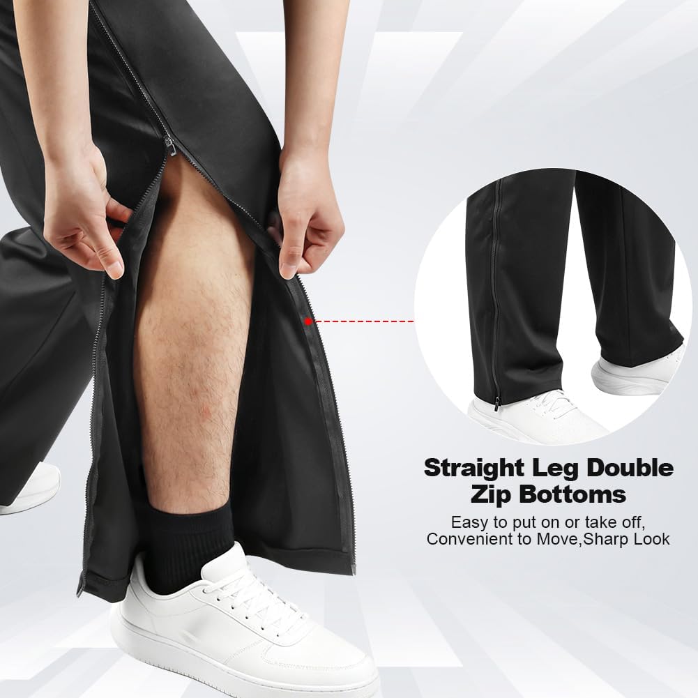 Detalle de Vicloon Pantaloni da Jogging da Uomo con Apertura Laterale - Vestibilità Ampia e Zip Frontale