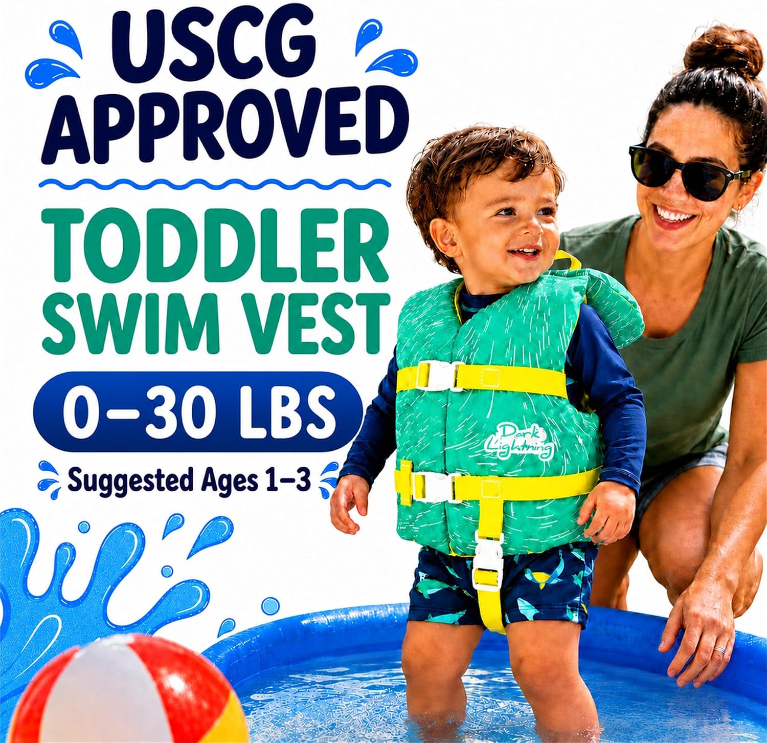 Thumbnail 4 de Dark Lightning USCG-Approved Infant Life Jacket (0–30 lbs) for Baby & Toddlers