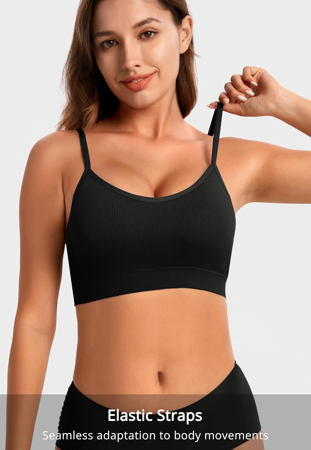 Detalle de HBselect 4er BHS Damen nahtlos – Push-Up B(H)S, Bügel- und Nahtlos-Top für großen Busen