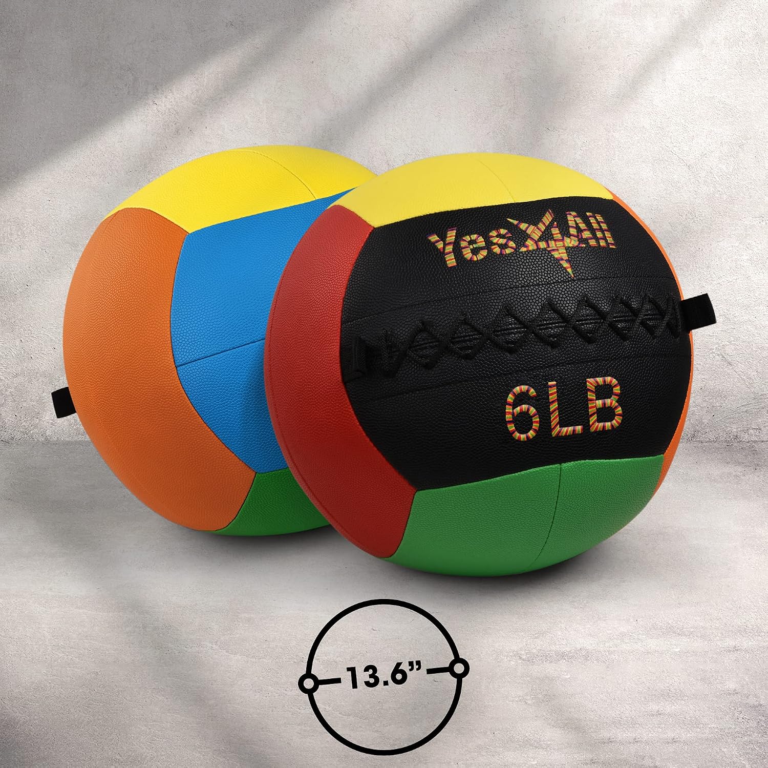 Detalle de Yes4All ソフトレザー加重ウォールボール 2.7kg~13.6kg、アイアンサンド入り