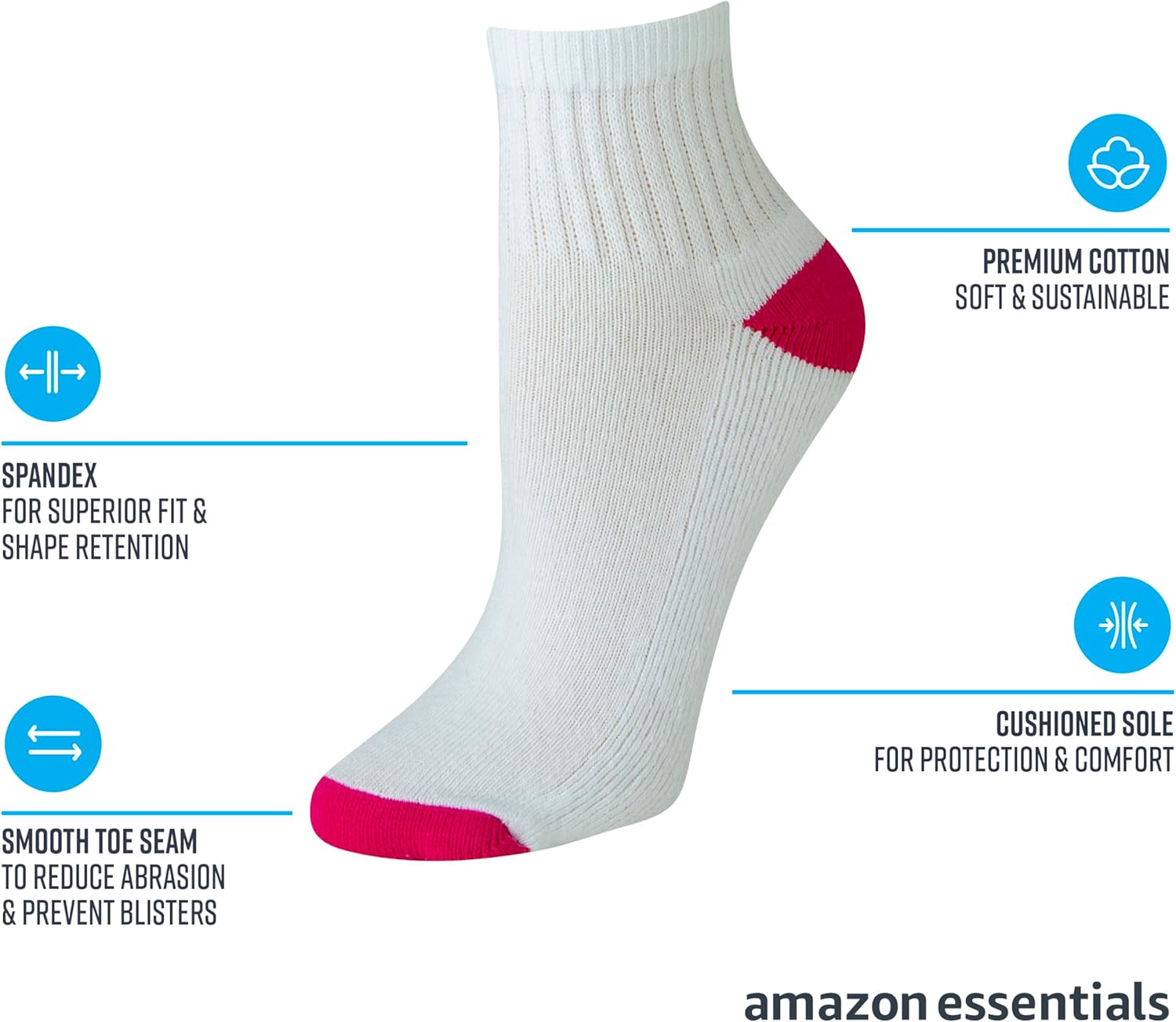 Thumbnail 1 de Amazon Essentials Women’s Cotton Ankle Socks (Lightly Cushioned) – 10-Pack