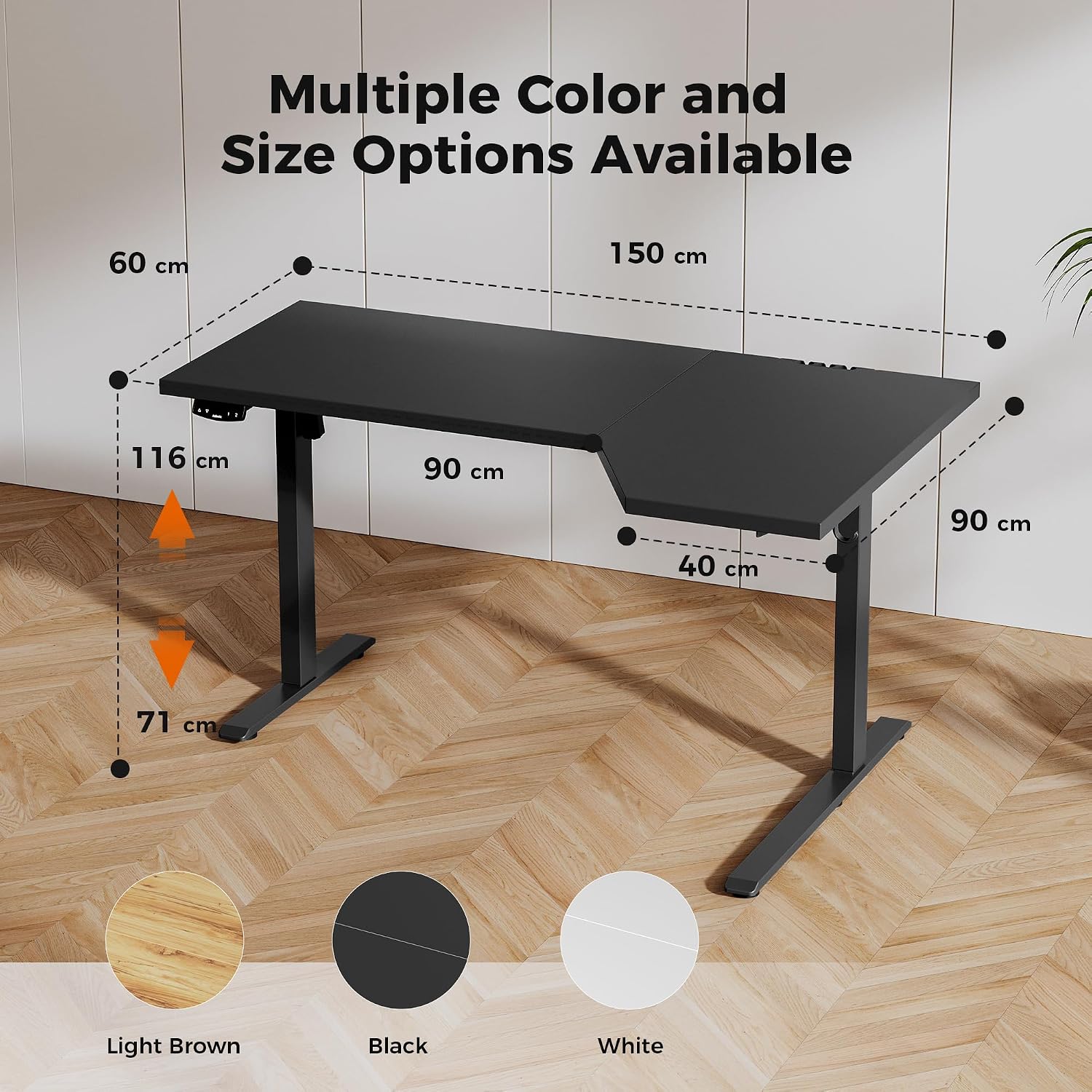 Thumbnail 1 de Agilestic L-Shaped Electric Standing Desk with 2 Memory Heights (150x90cm)