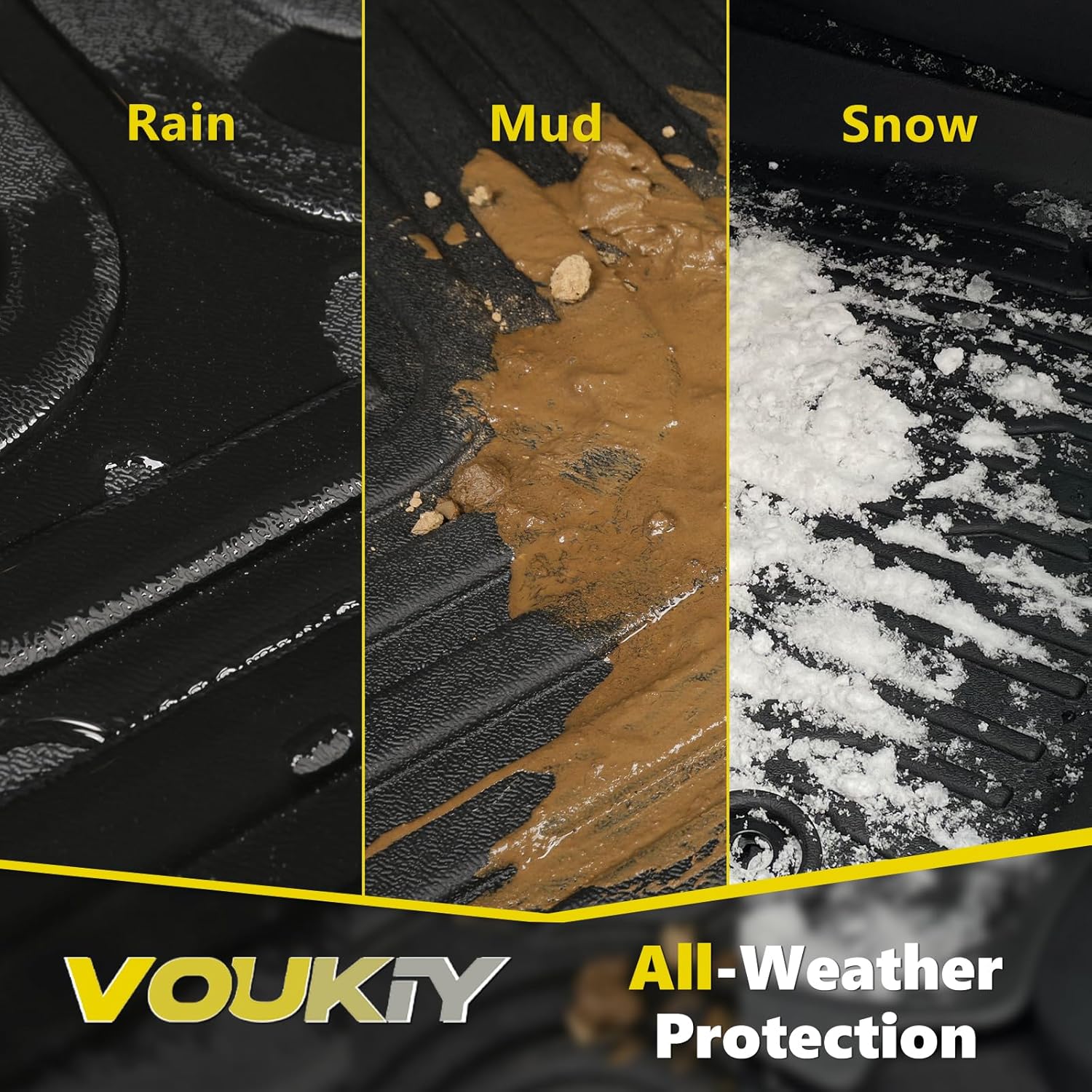 Detalle de VOUKIY All Weather Floor Mats & Cargo Liner for Nissan Leaf (2018–2025) – Custom Fit, Black