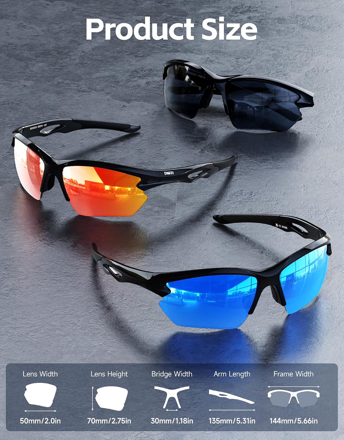 Thumbnail 2 de BONDDI Polarised Sunglasses for Men and Women – Ultra Light, Unbreakable Frame with UV400 Protection