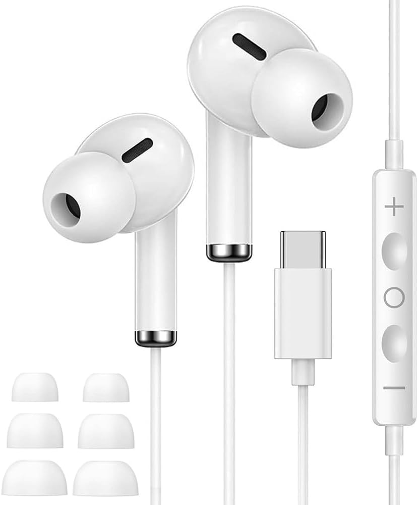 Detalle de USB C Headphones for iPhone 17/16/15 – Wired Earbuds with Microphone and Noise Reduction