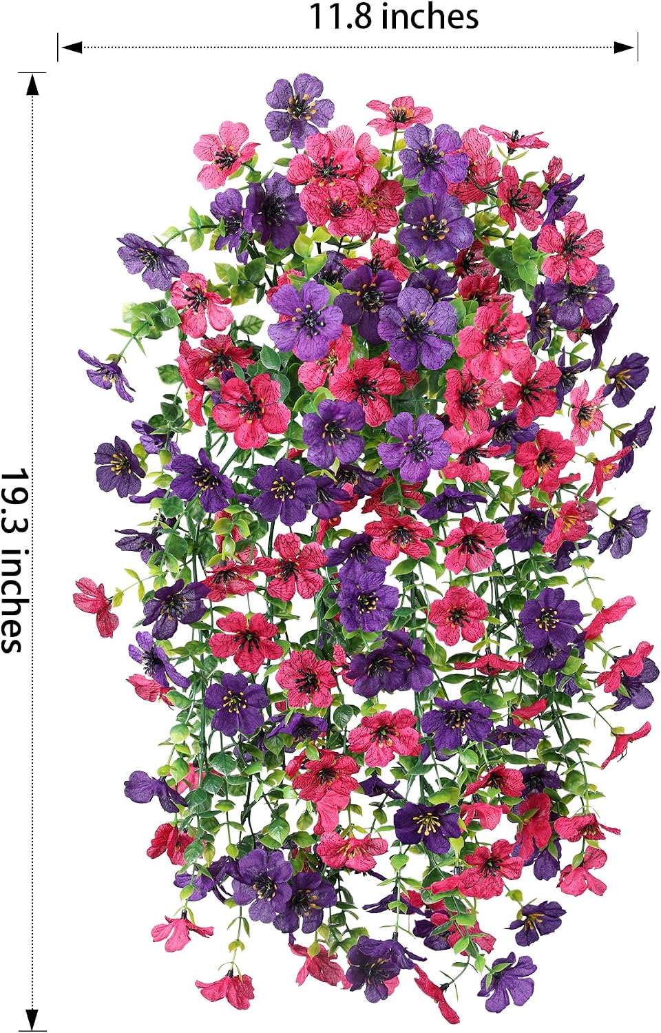 Thumbnail 3 de HyeFlora 2-Pack UV-Resistant Hanging Artificial Spring Flowers (Purple & Hotpink)