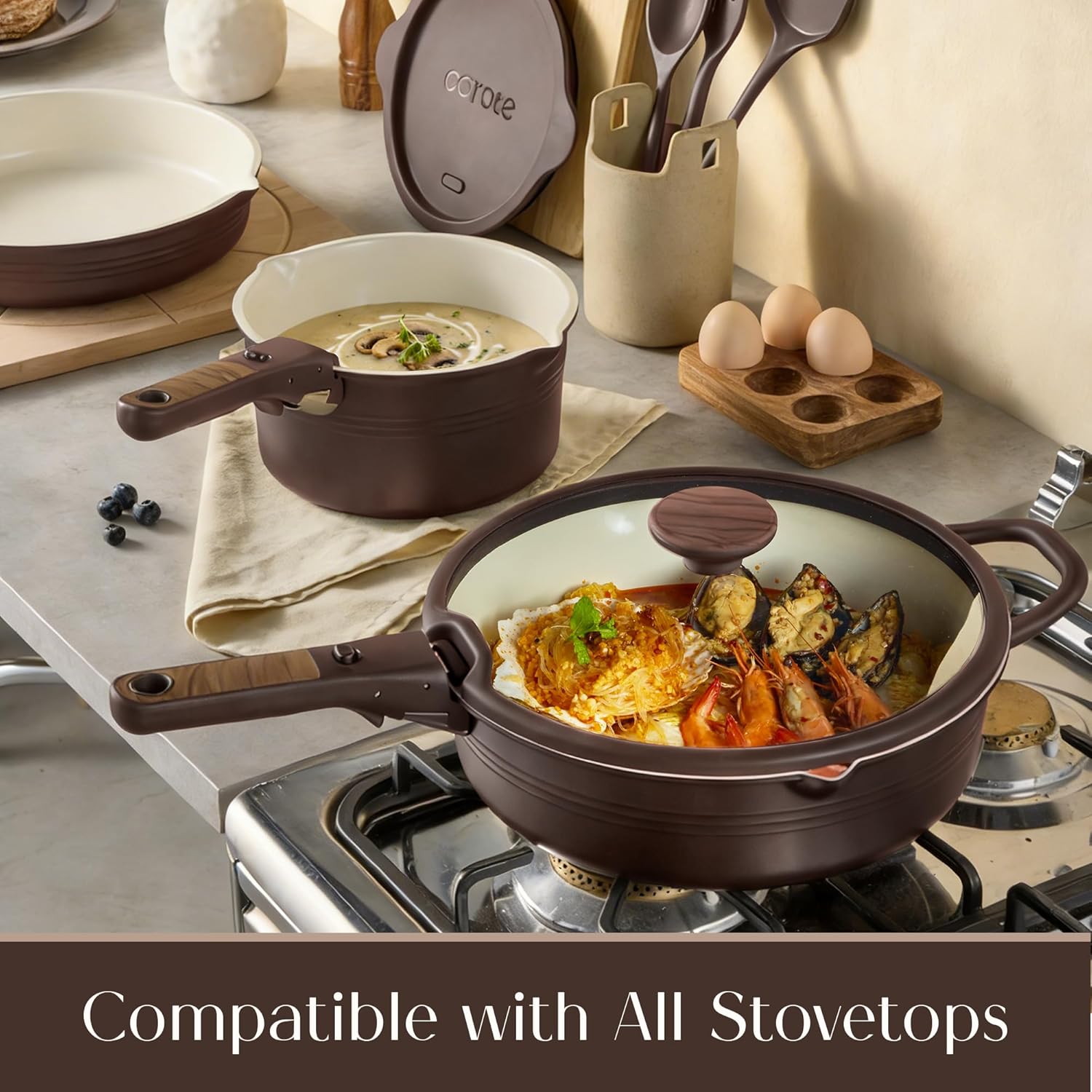 Thumbnail 6 de CAROTE 22Pcs Titanium Cookware Set 22pc