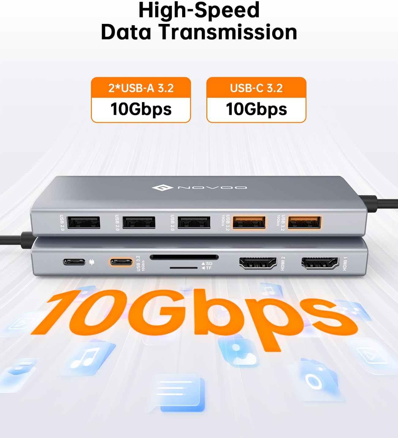 Detalle 2 de NOVOO 12 in 1 USB C dock with 100W PD