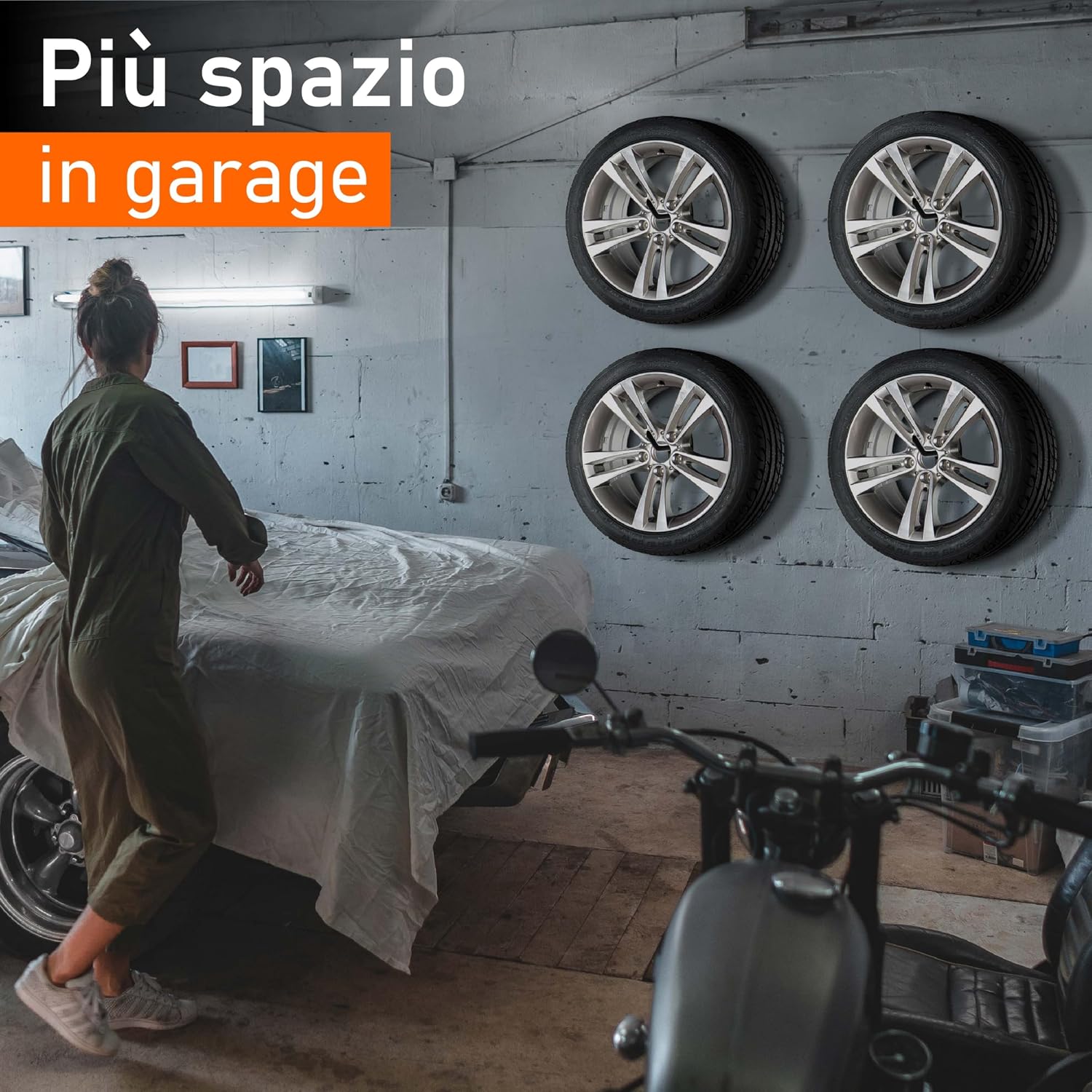 Detalle 2 de Upgrade4cars Porta gomme da muro per 8 pneumatici 🛞