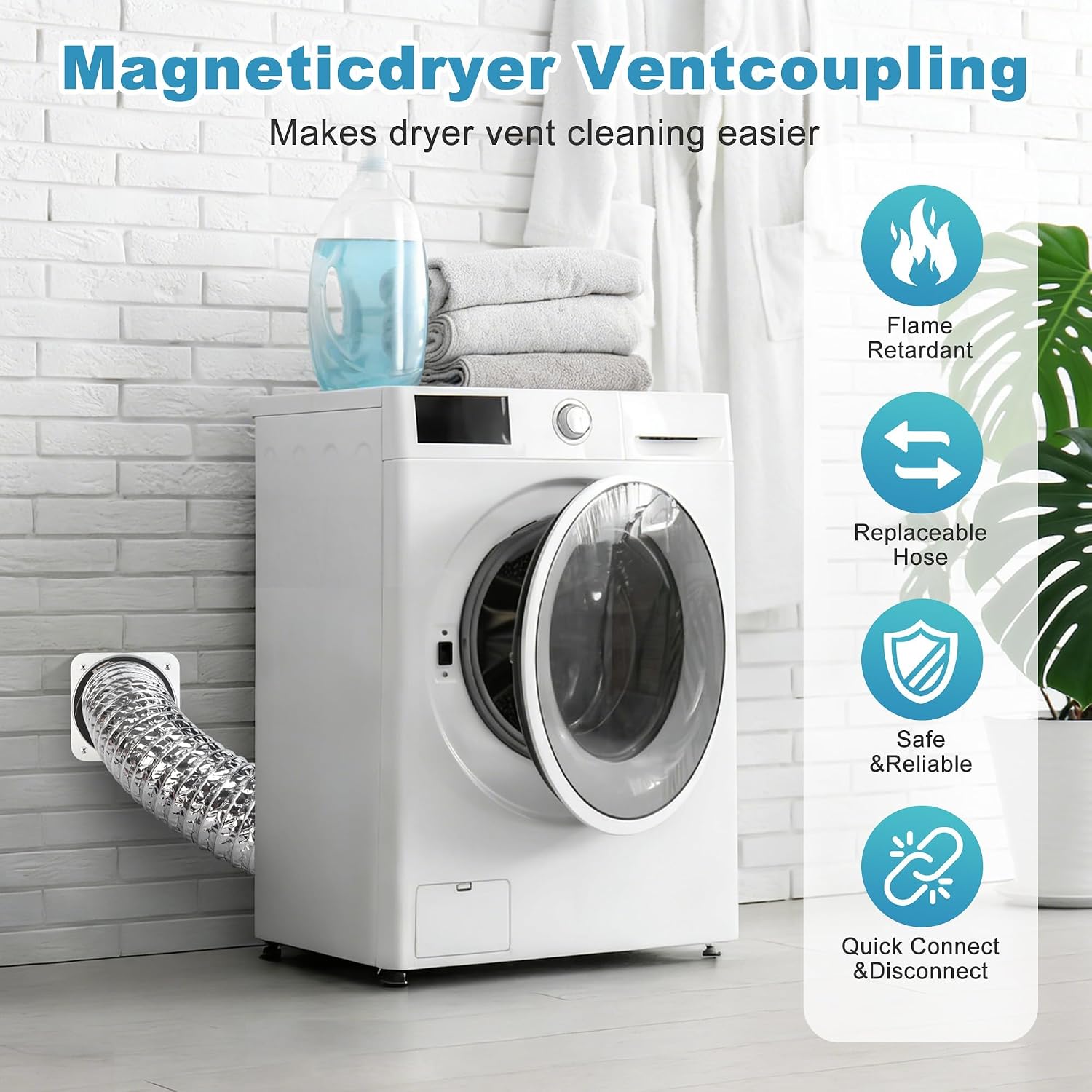 Thumbnail 6 de Xelyra Magnetic Dryer Vent Connector Kit, 4-Inch Quick Connect with 3.3-Foot Hose