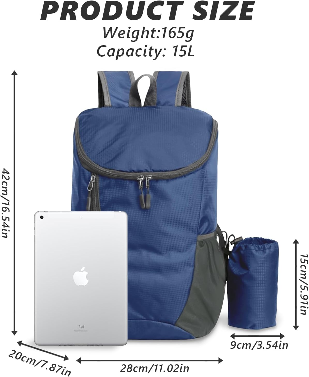 Detalle de flintronic Ultraleicht faltbarer Klein-Rucksack (28 x 20 x 42 cm) – wasserdicht & kompaktes Outdoor-Tagesrucksack-Modell