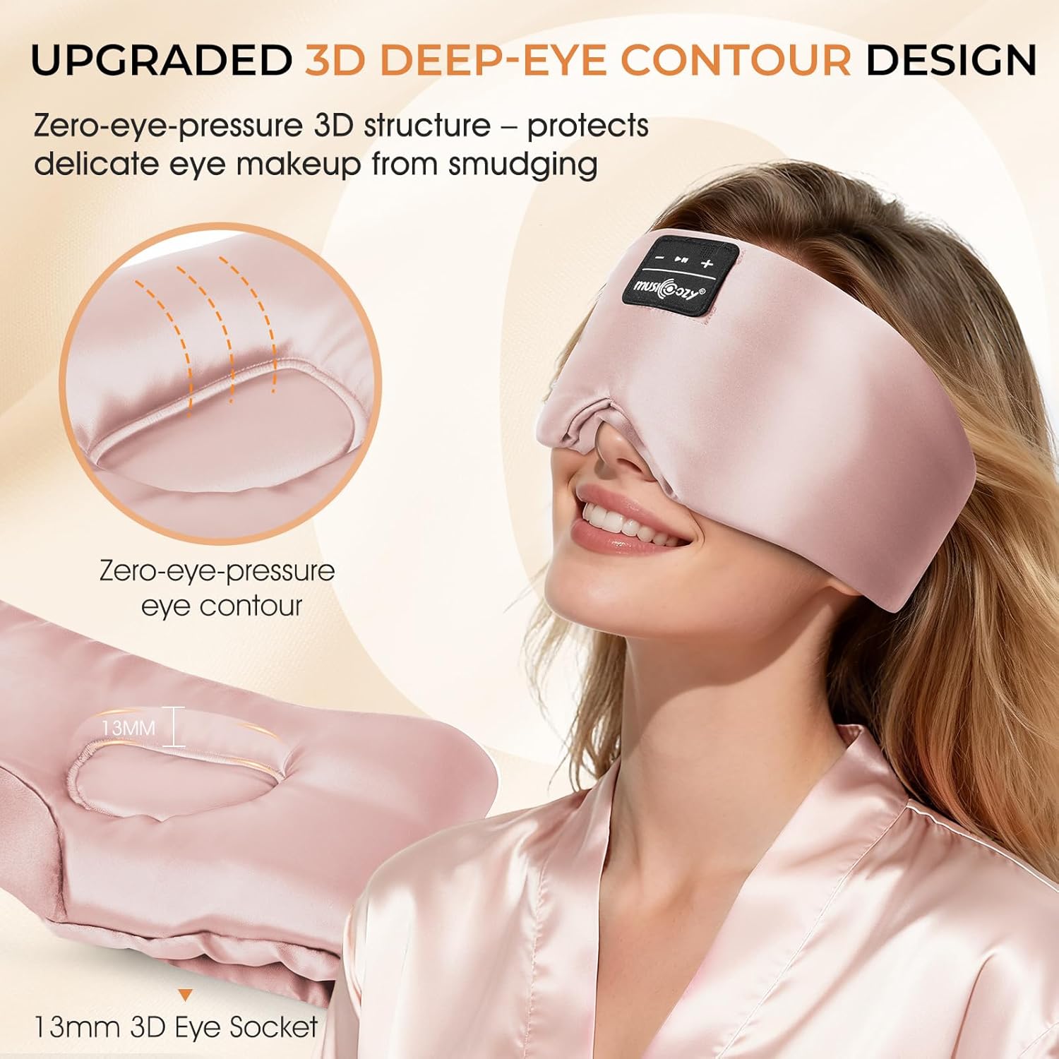 Detalle 2 de MUSICOZY Silk Sleep Mask Headphones 14H