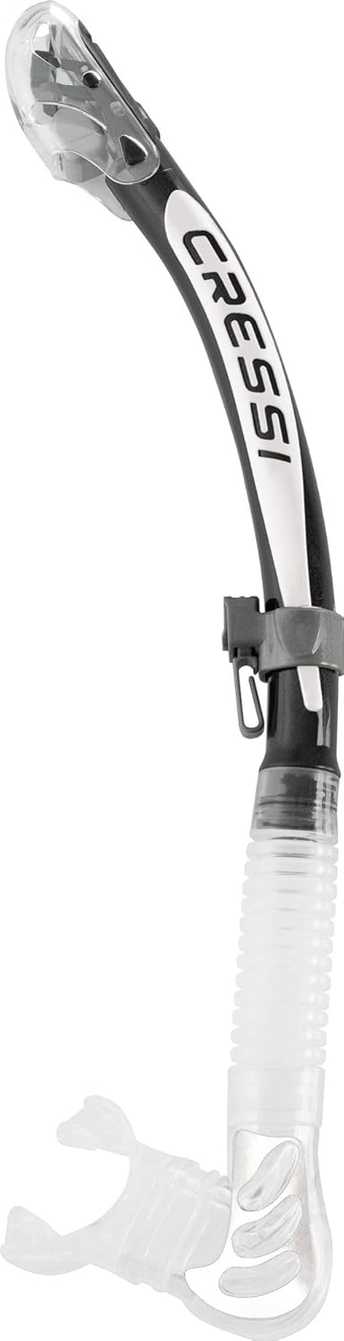 Detalle de Cressi Alpha Ultra Dry Snorkel Clear/Black/White – tuba dry ergonomique pour plongée et snorkeling