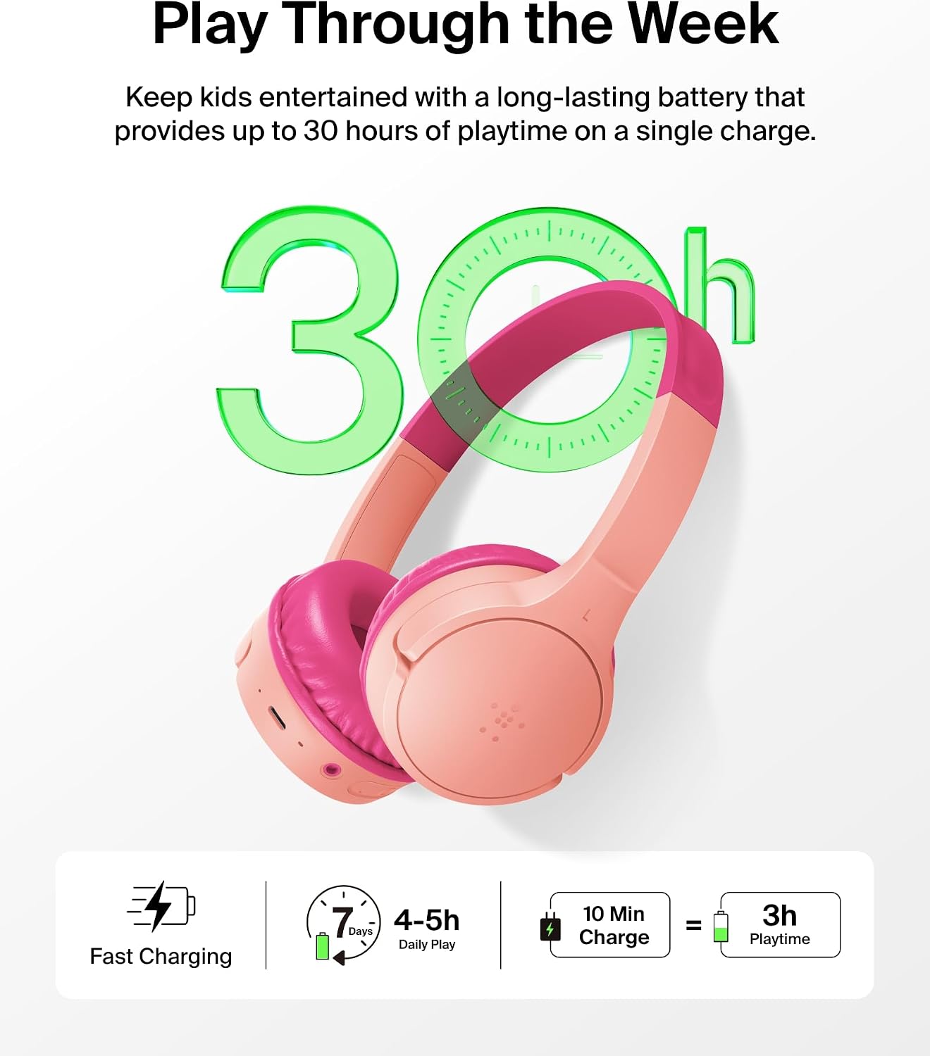 Thumbnail 3 de Belkin SoundForm Mini kids Bluetooth headphones 30H
