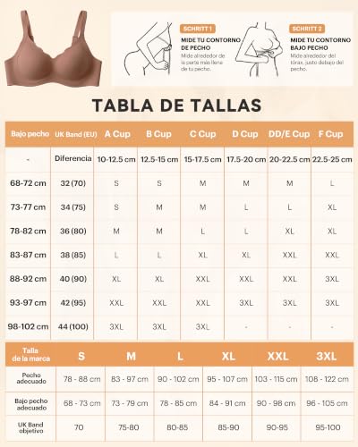 Detalle de Bresdk Sujetadores sin aros Jelly Bra suave para uso diario, marrón, XL