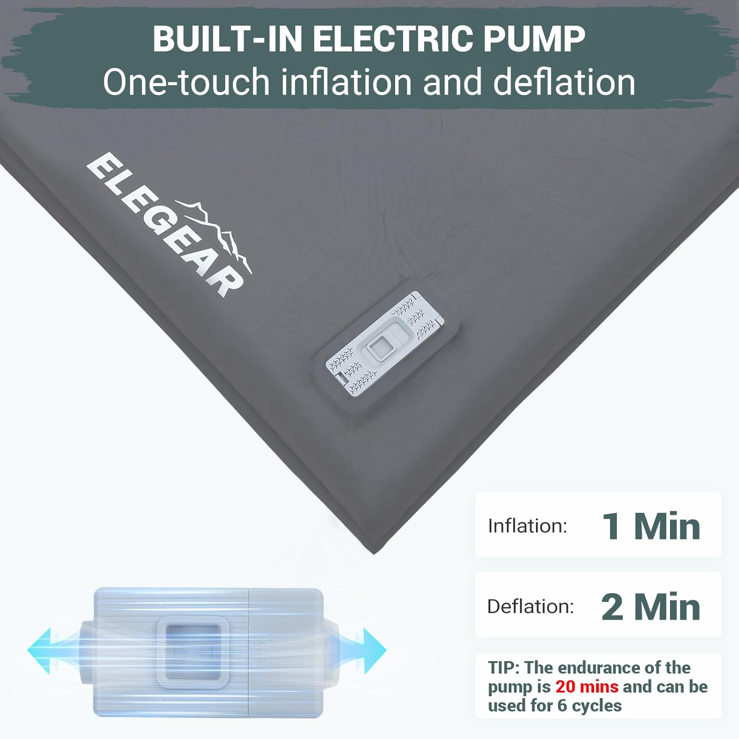 Thumbnail 1 de Elegear CumbreX Self-Inflating Sleeping Pad with Built-In Electric Pump