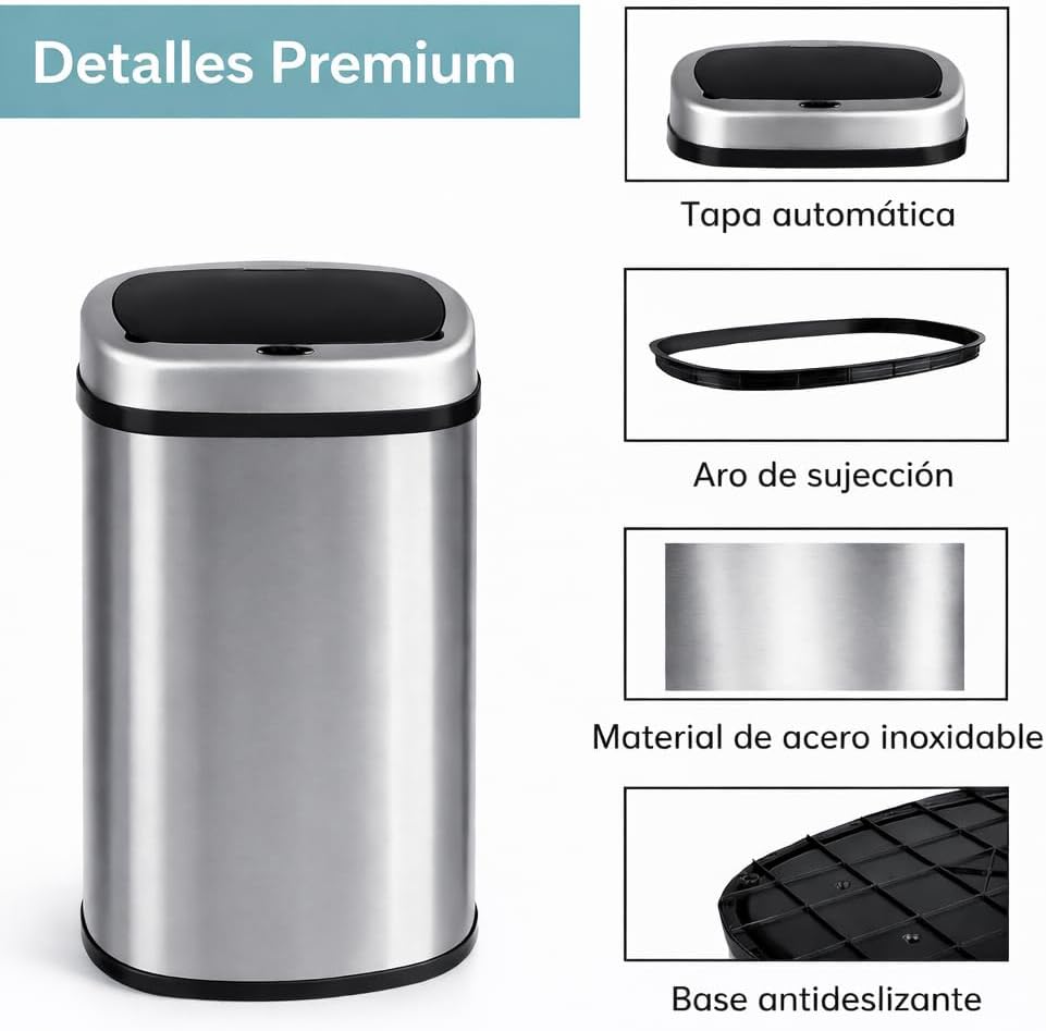Detalle 2 de Cubo de Basura Automático 50L Sensor Sin Contacto