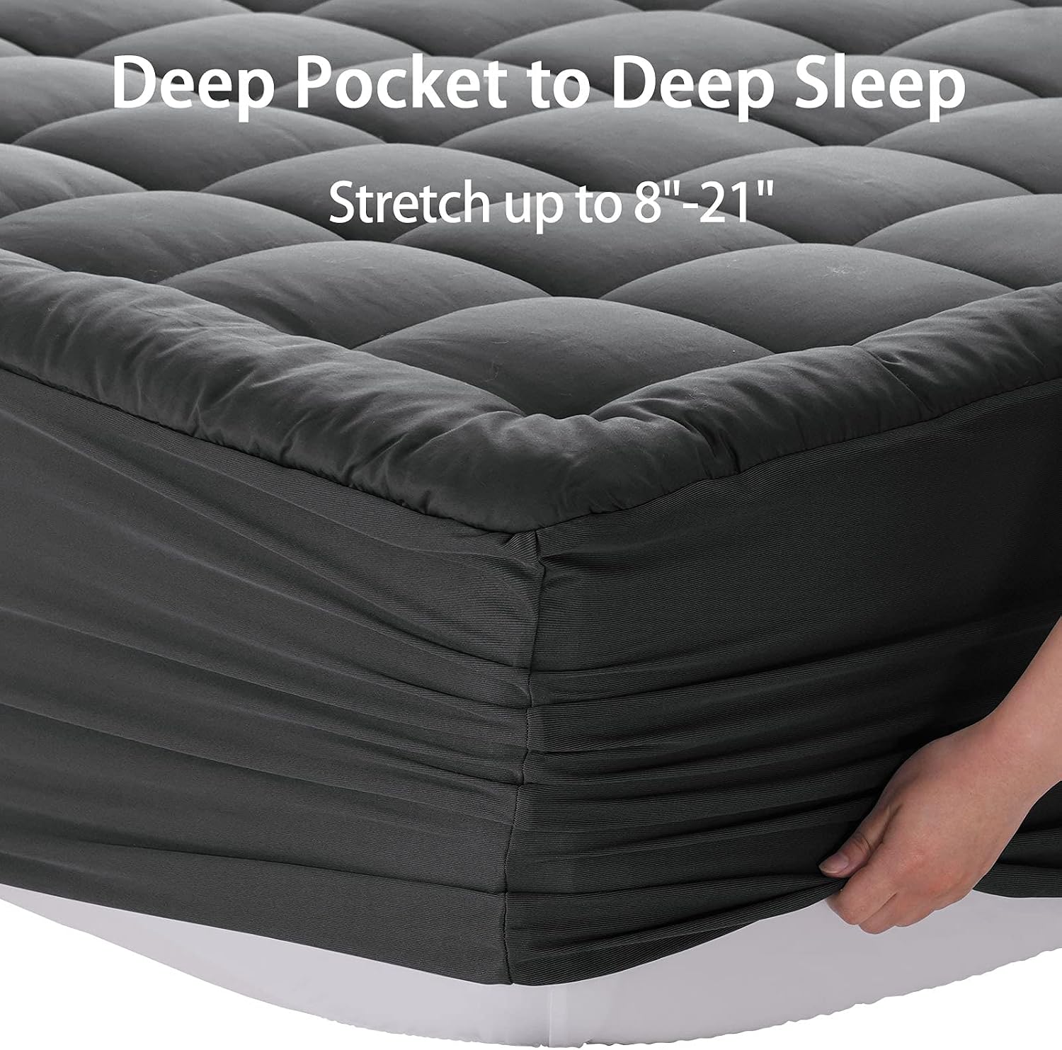 Detalle 2 de EASELAND King Mattress Pad with Pillow-Top, Deep Pocket 21", Soft Down Alternative Microfiber