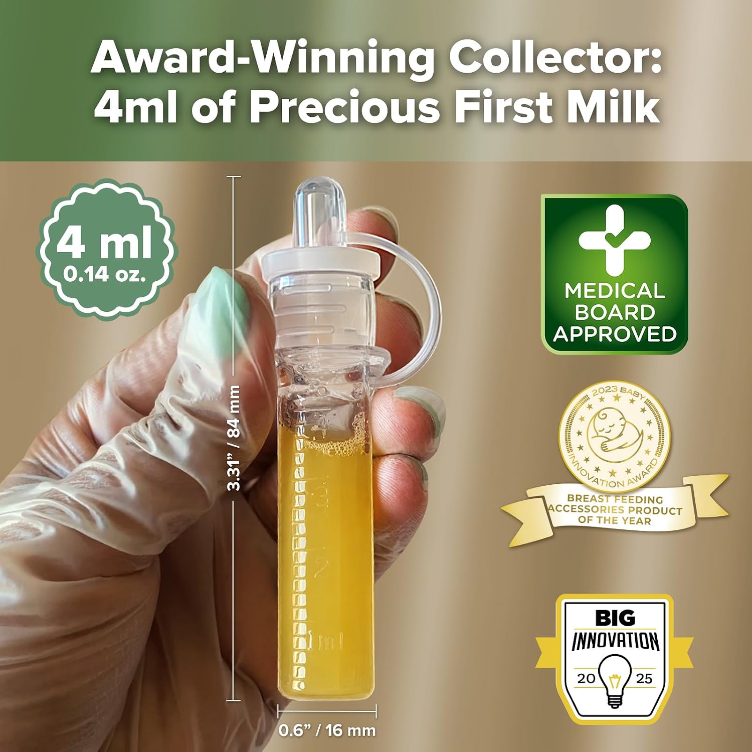 Detalle de haakaa 初乳コレクターセット 4ml・6本入り シリコーン製、携帯ケース・白い布付き
