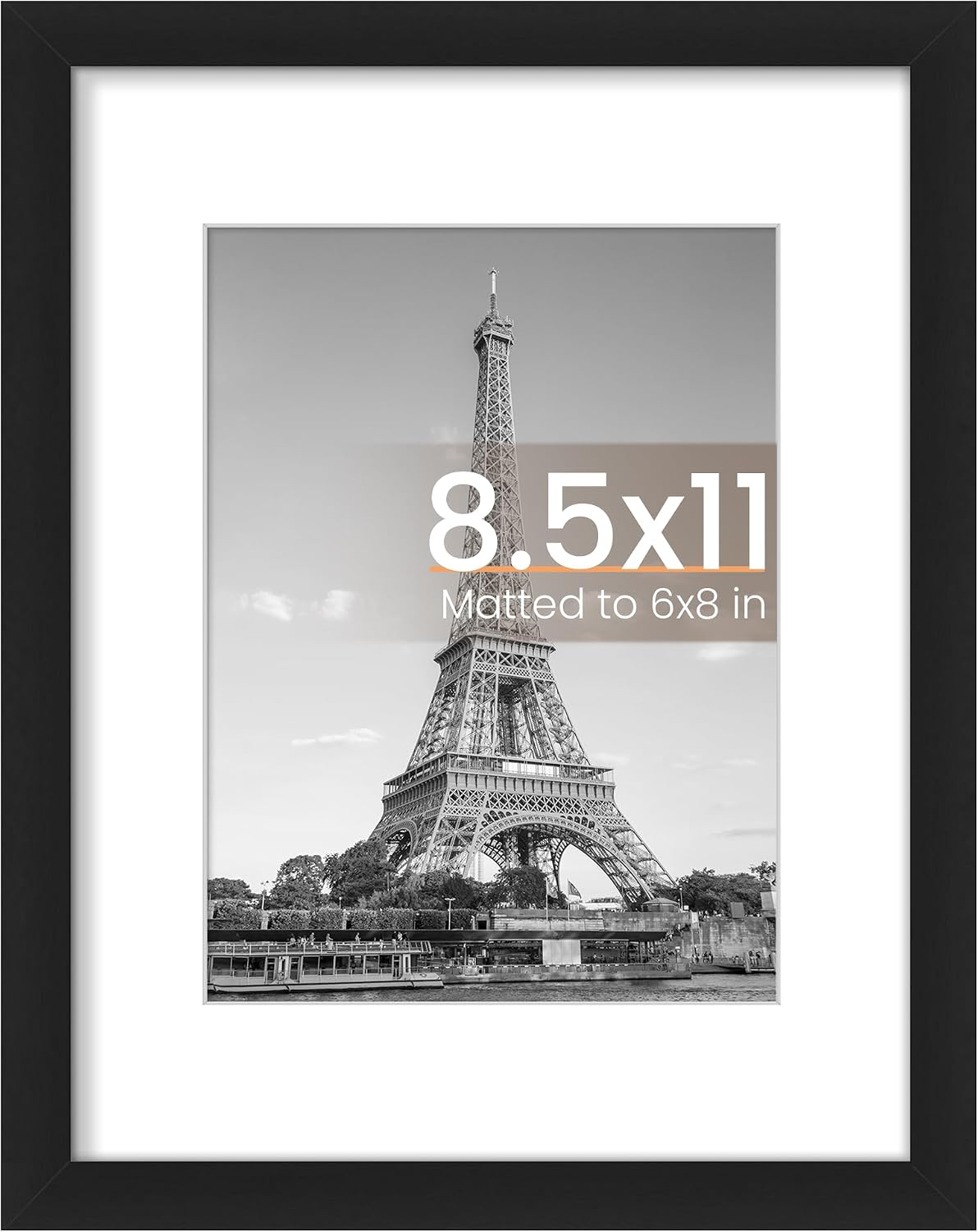Detalle de upsimples 8.5 x 11 in wall picture frame (black) — supports 6 x 8 with mat or 8.5 x 11 without mat, 1-pack