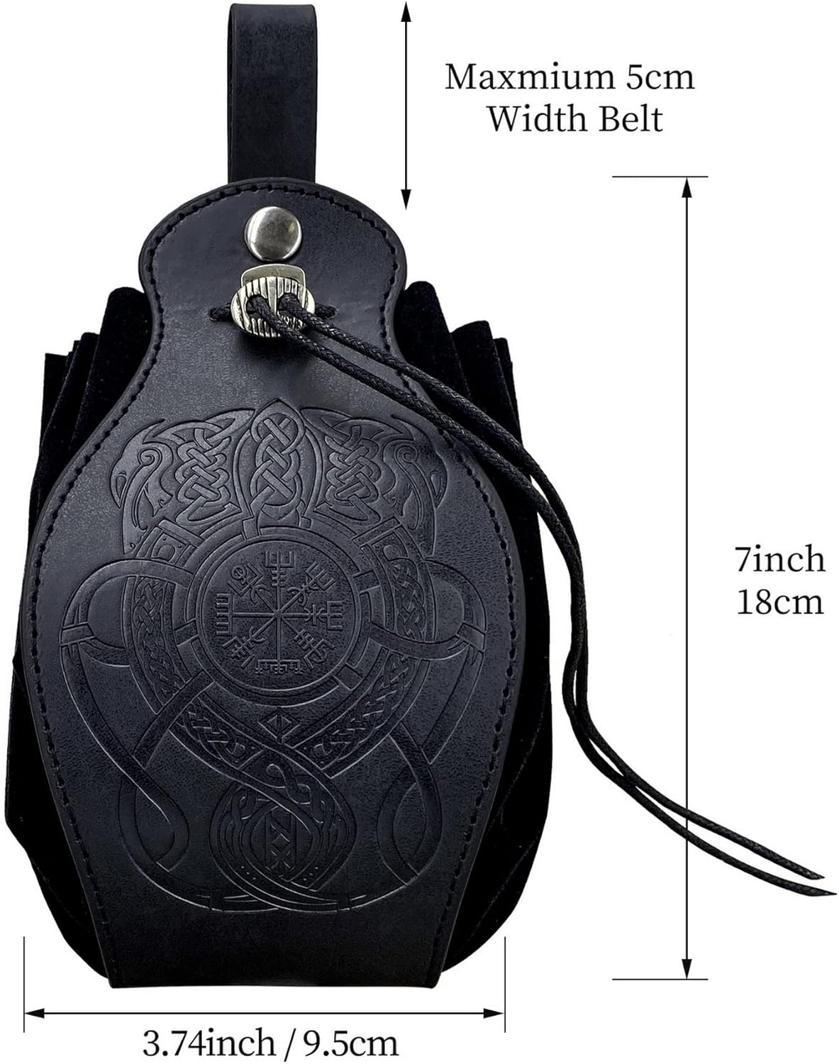 Thumbnail 3 de Medieval Viking Belt Pouch Black Faux Leather Belt Bag