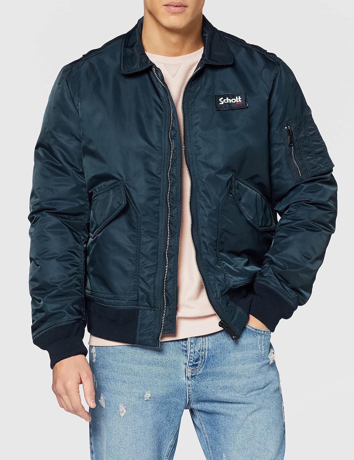 Thumbnail 5 de Veste homme Schott NYC 210100 – fermeture éclair, manches longues