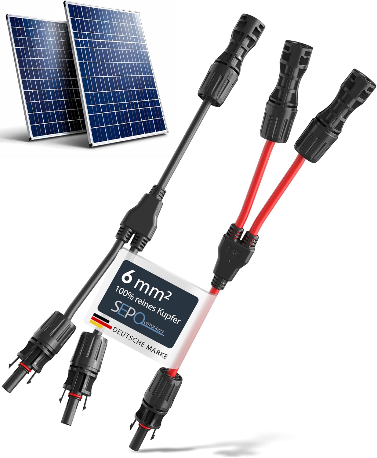 Detalle de 2x Y-Stecker 6 mm² mit MC4 für Solarkabel – Y-Kabel Verteiler 2 auf 1, wasserdicht IP67