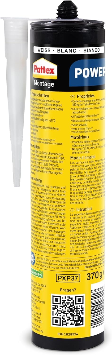 Thumbnail 1 de Pattex Montagekleber Power – starker Kleber für absorbierende Materialien (370 g)