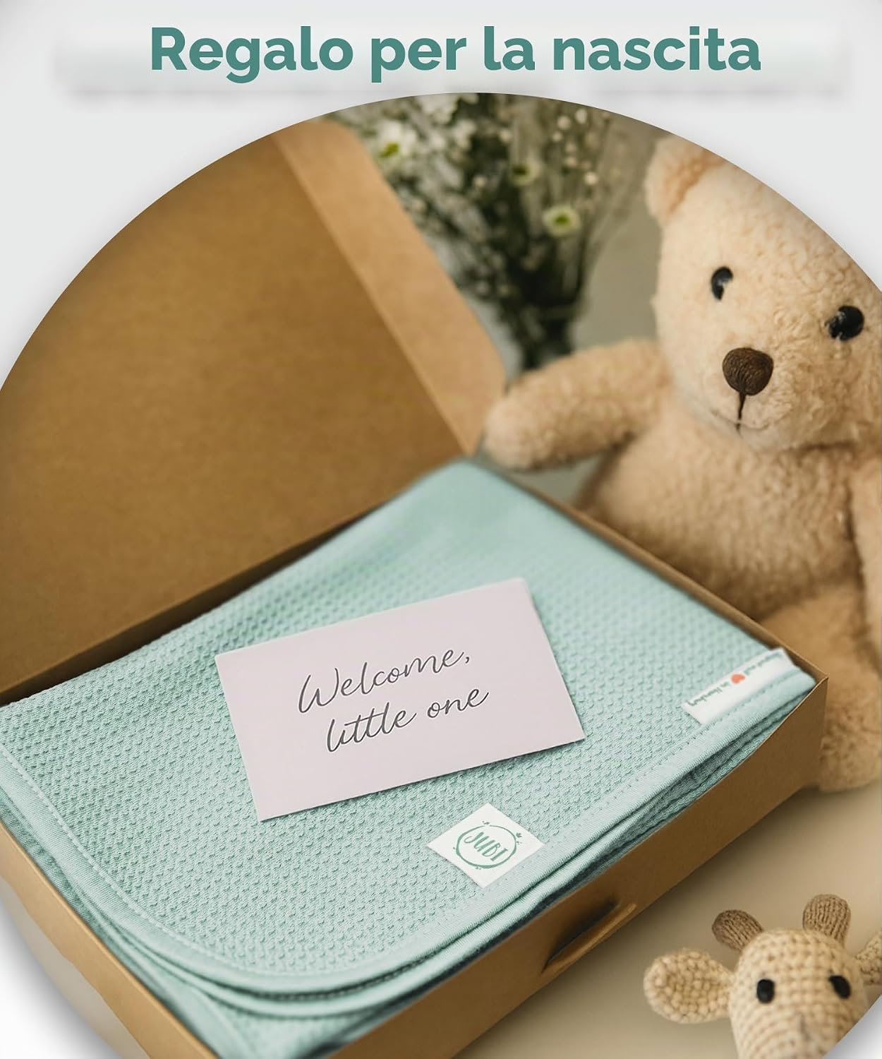 Detalle de Jubi Coperta Neonato Estiva 70x100 cm in cotone – leggera, traspirante e certificata Oeko-Tex