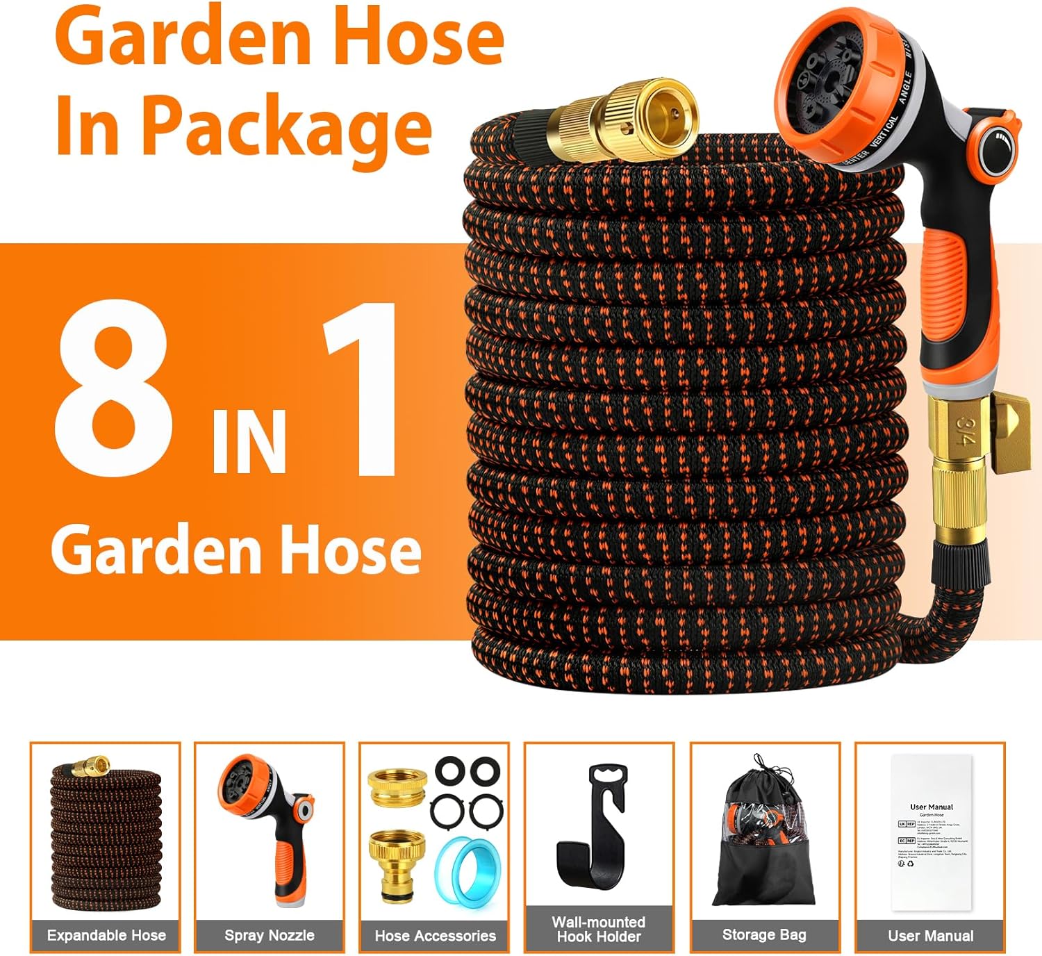 Thumbnail 6 de SKYAYA 50FT Expandable Garden Hose with 10-Function Nozzle and Brass Connectors