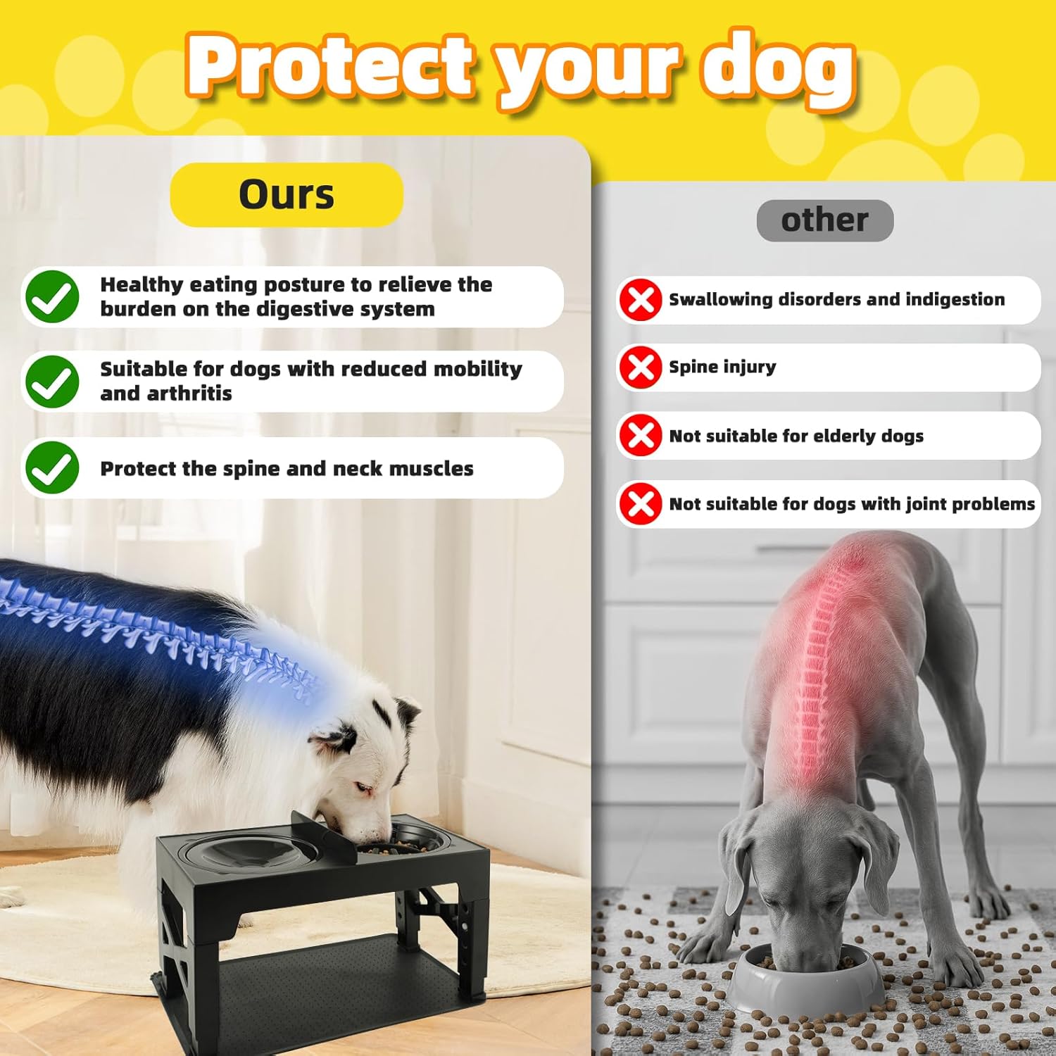 Detalle de Ciotole per cani Rialzate Regolabili – Set completo: ciotola acqua, tappetino, base antiscivolo e viaggio