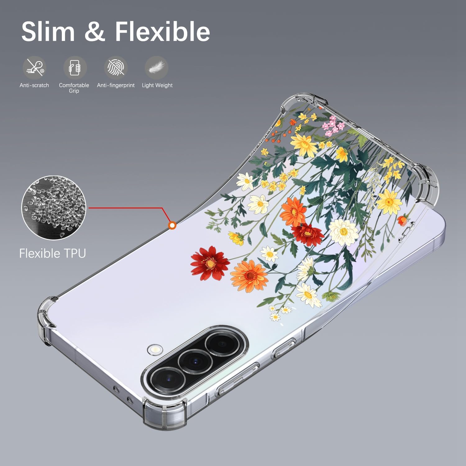 Thumbnail 2 de HopMore Transparent Handyhülle für Samsung Galaxy A36 5G – Gänseblümchen Muster, stoßfest, klare Silikonhülle mit TPU