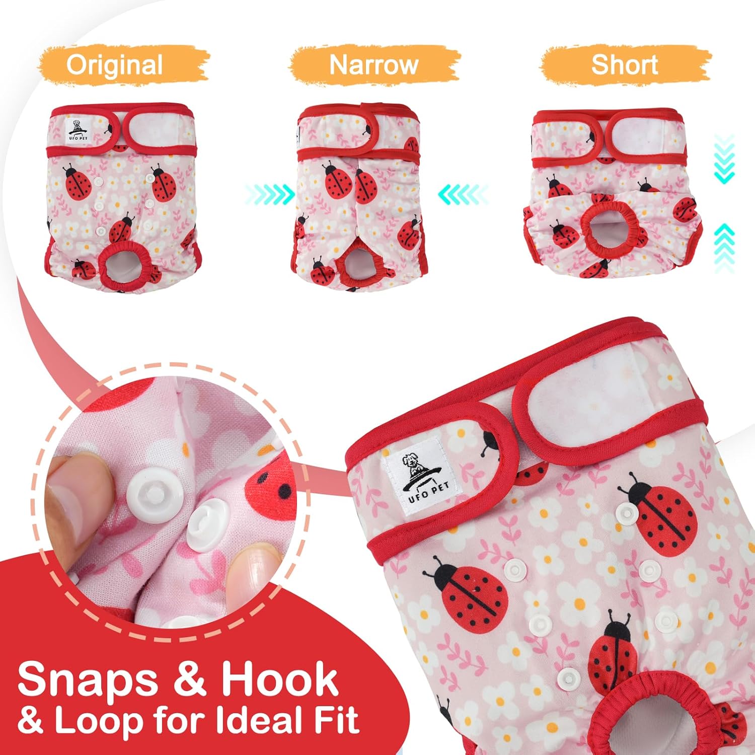 Detalle 2 de UFO PET 3-Pack Dog Period & Heat Pants for Season (Incontinence) – Washable Female Puppy Nappies – Large