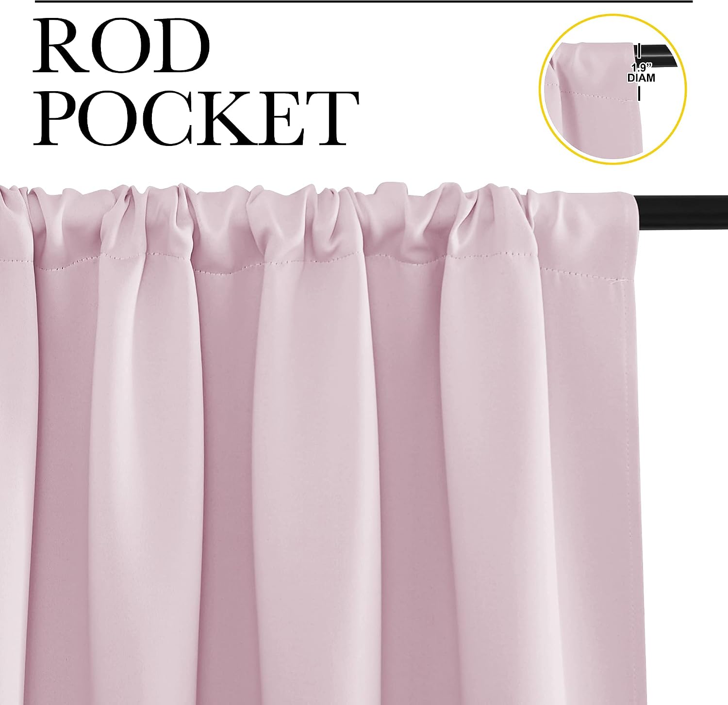 Detalle de NICETOWN 2 Blackout Curtain Panels, Baby Pink, 42 x 36 in, Rod Pocket