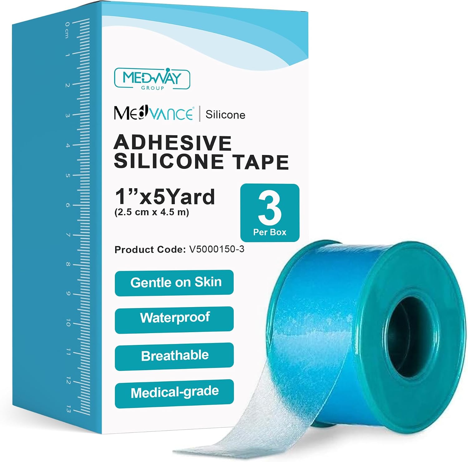 Detalle de MedVance V5000150 Silicone Medical Tape, 1" x 5', 3-Pack
