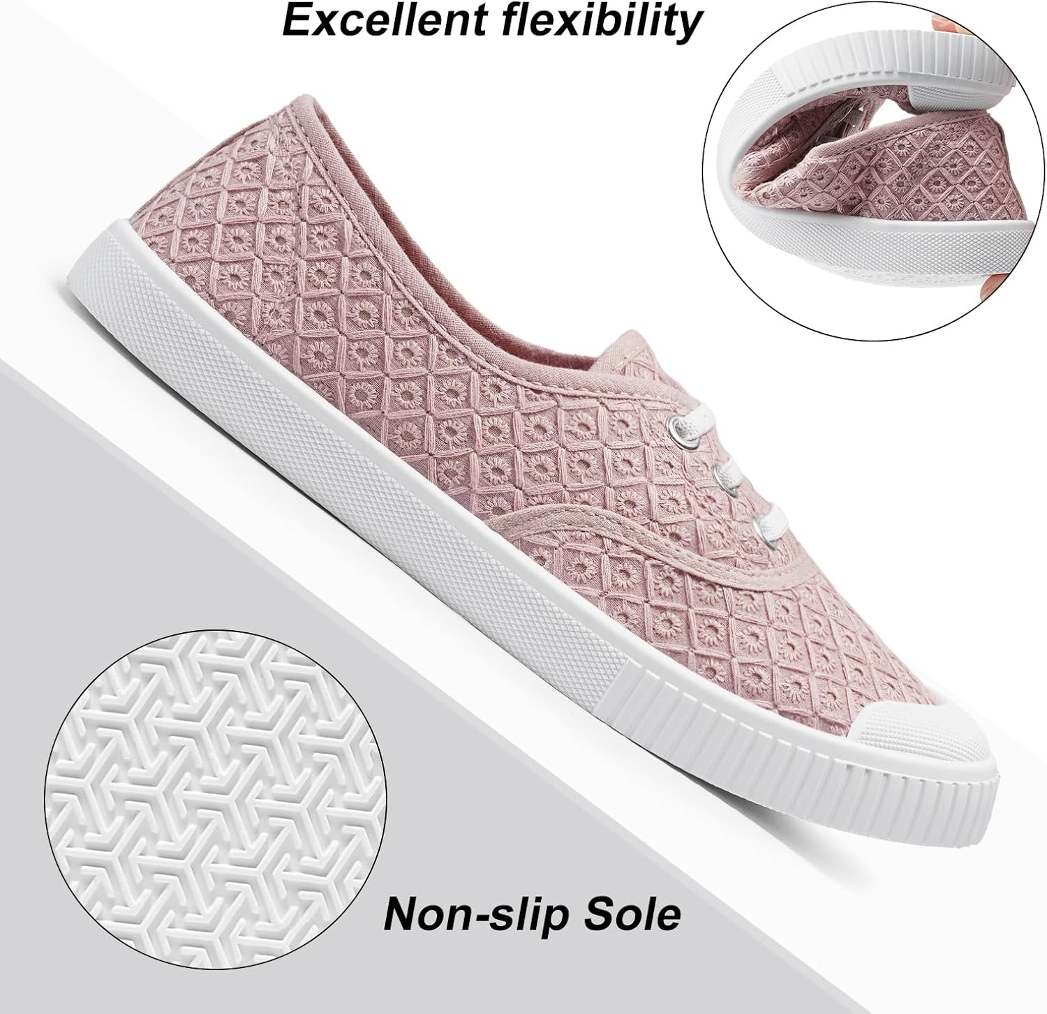 Detalle de Harvest Land Women's Canvas Shoes: Low Top Trainers for Everyday Wear