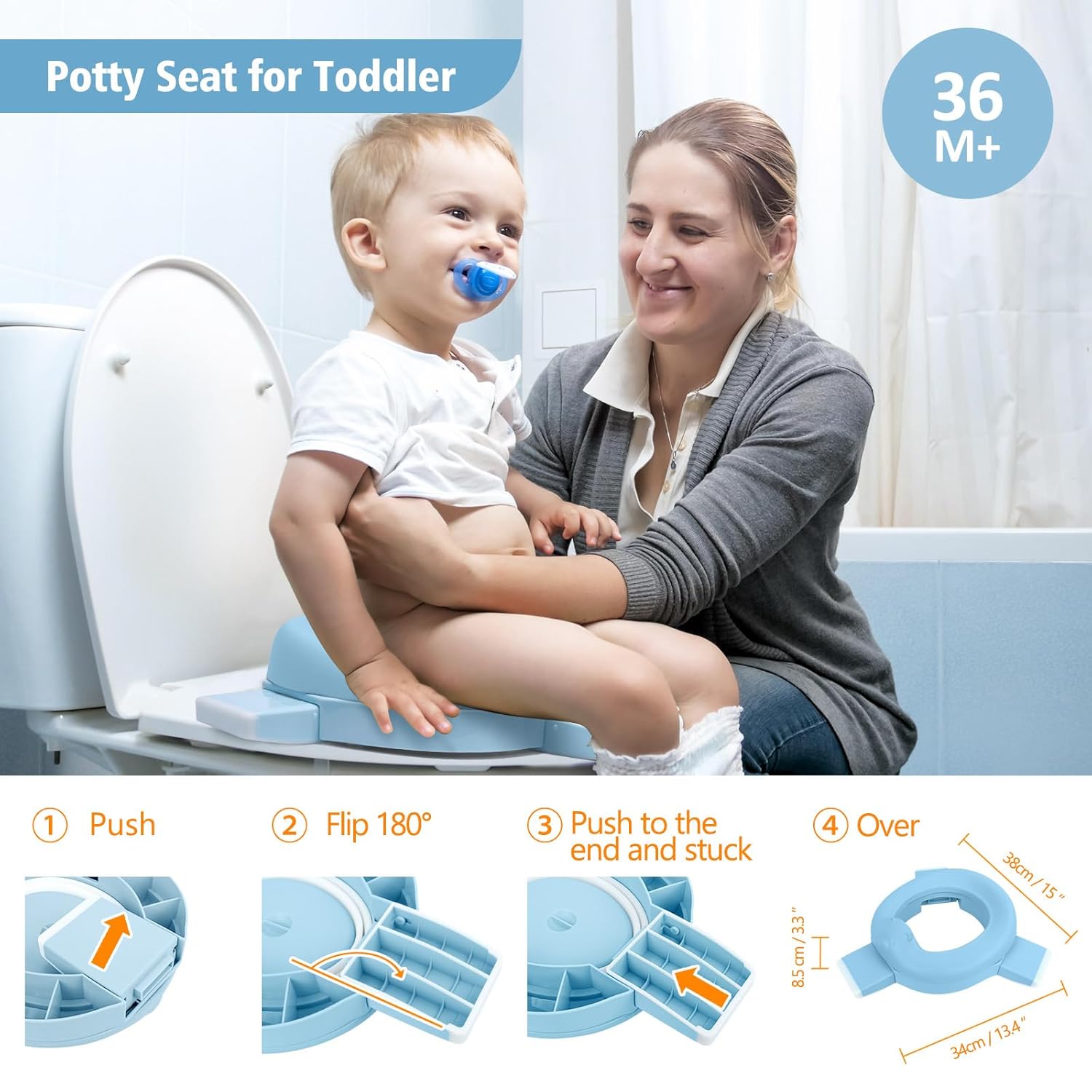 Detalle de Kinder-Toilettensitz 3-in-1 Reise-Töpfchen (blau) – faltbar, tragbar und mit Einweg-Einsätzen