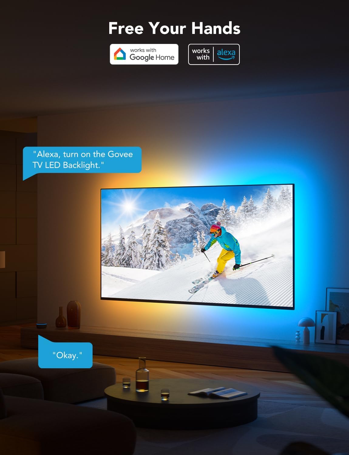 Thumbnail 2 de Govee TV LED Backlight RGBIC Smart LED Strip Lights for 55–65 Inch TVs with Wi‑Fi, Bluetooth, Alexa & Google Assistant