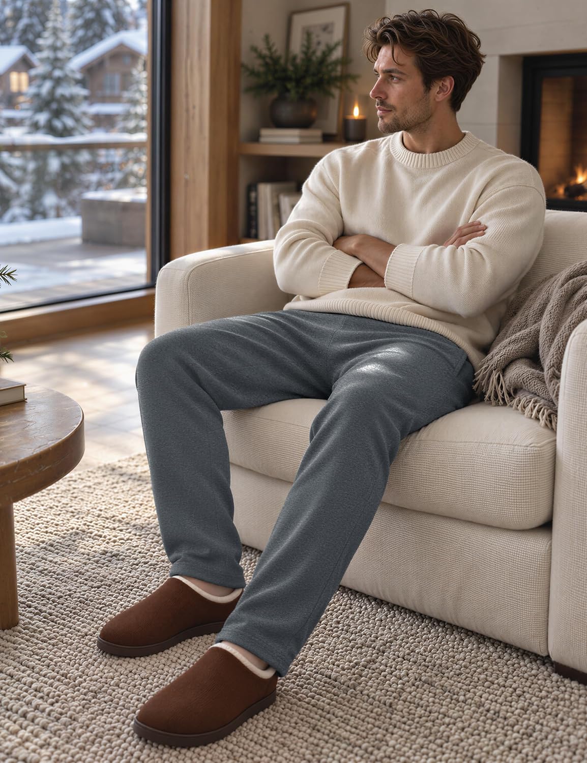 Detalle de MAGCOMSEN Sherpa-Lined Sweatpants, Heavyweight Fleece, 3 Pockets