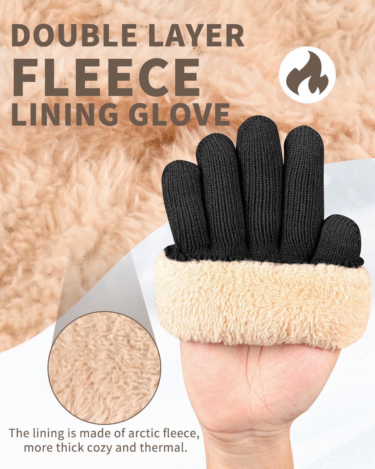 Detalle 2 de ARFNKIM Winter Thermal Gloves touchscreen fleece lining