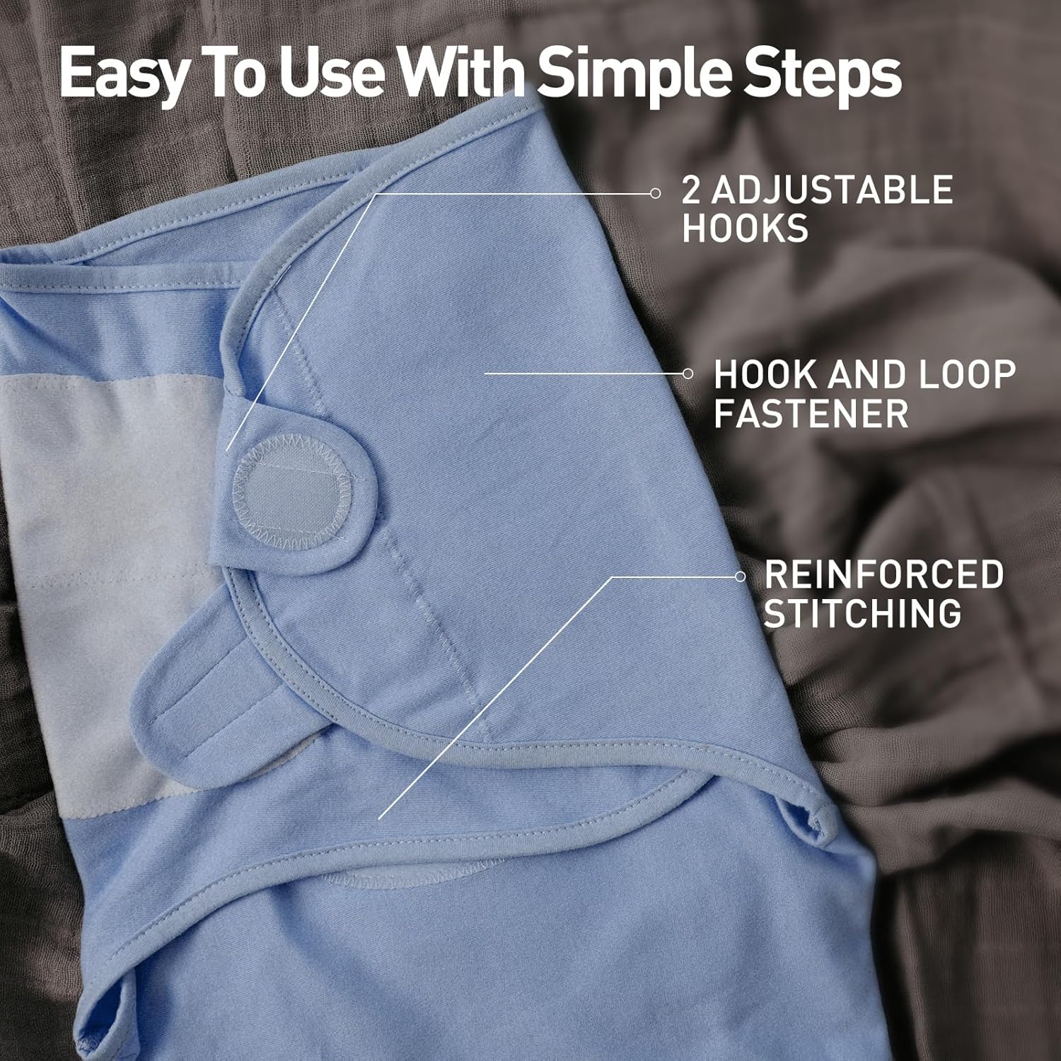 Thumbnail 5 de Soarwg Kids Adjustable Newborn Swaddle Set (0–3 Months) in Dark Blue, Oeko-tex100 breathable cotton