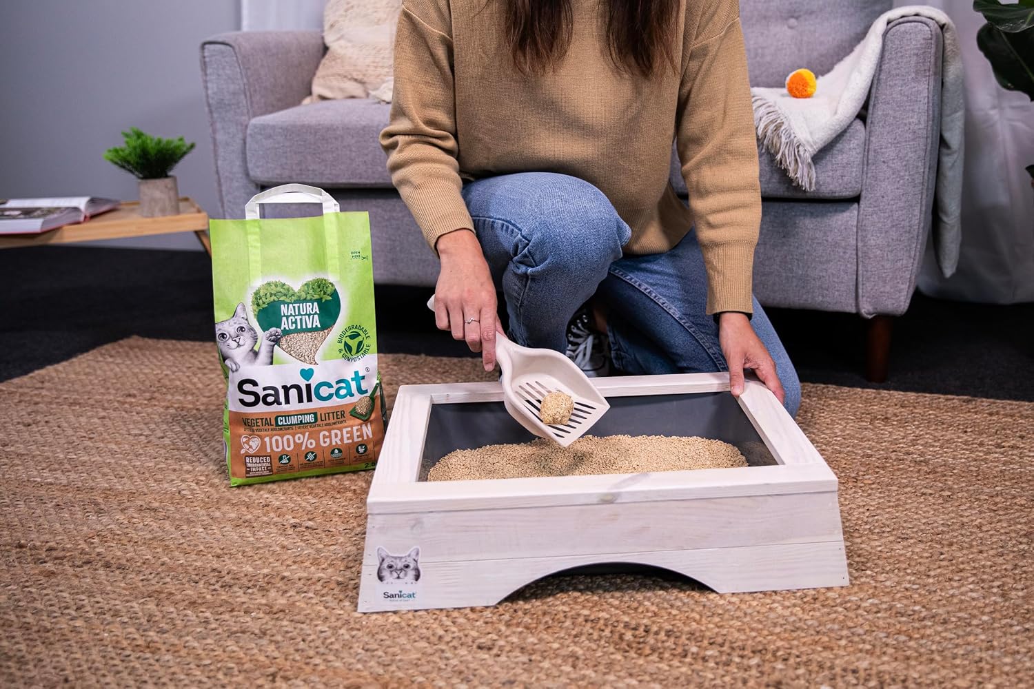 Detalle 2 de Sanicat Lettiera vegetale agglomerante Natura Activa 100% Green — 4 confezioni da 2,5 kg