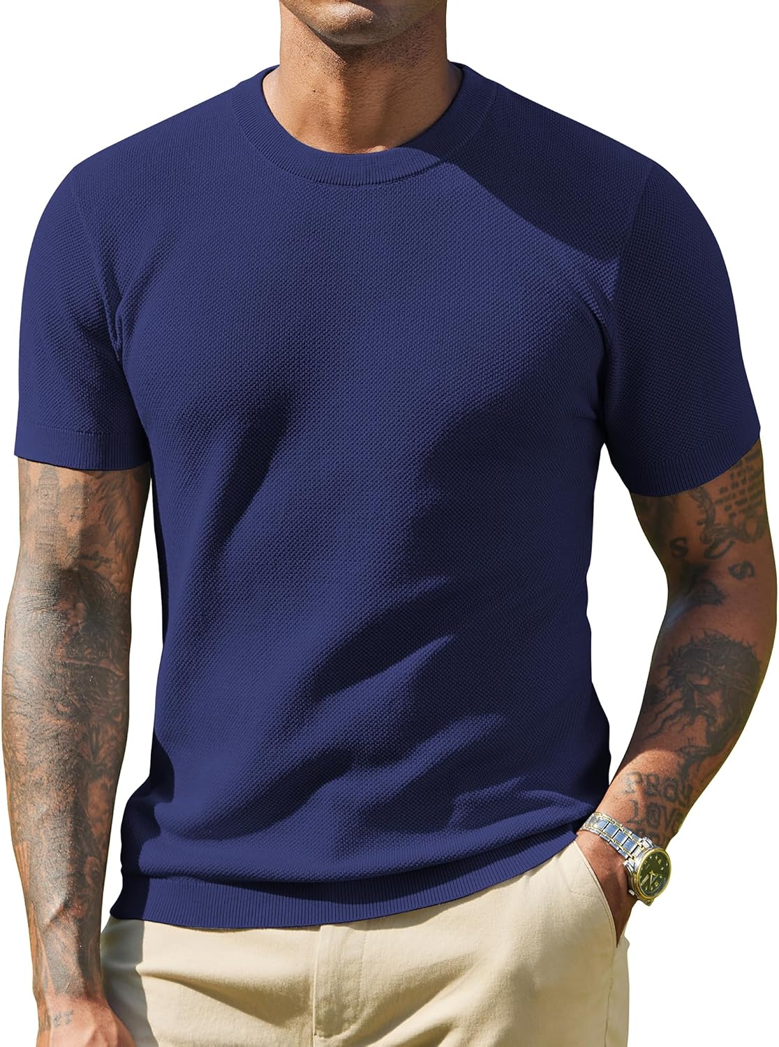 Thumbnail 6 de COOFANDY Camiseta de Punto para Hombre Manga Corta