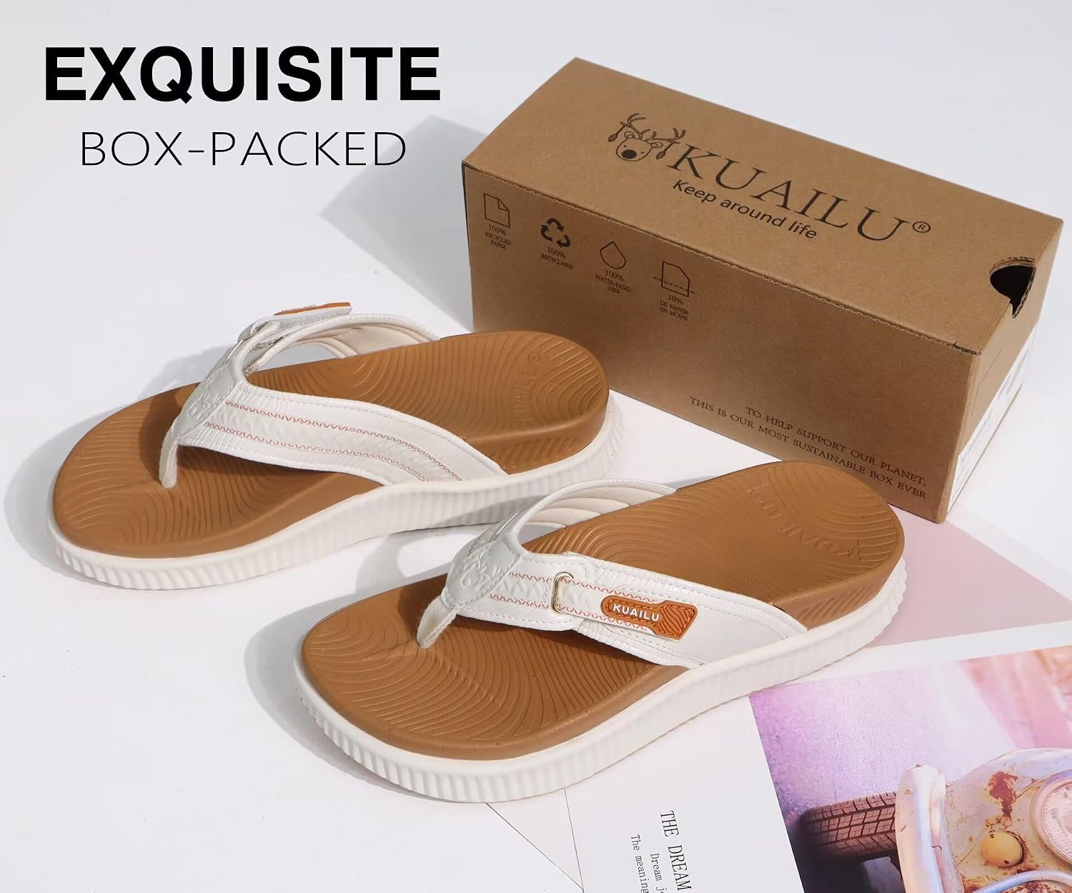 Thumbnail 1 de KuaiLu Womens Orthotic Cushion Flip Flops with Arch Support