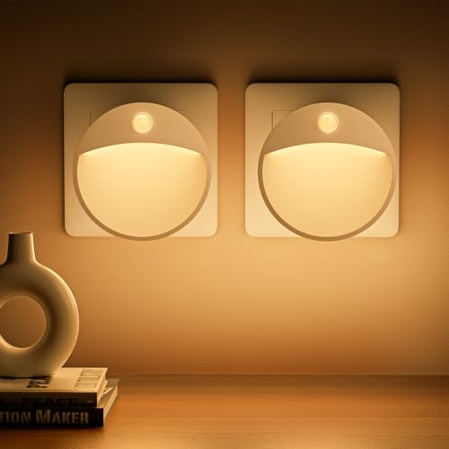 Detalle de Yuinzin Luz Nocturna con Sensor de Movimiento y Crepuscular – 2 Unidades Enchufables
