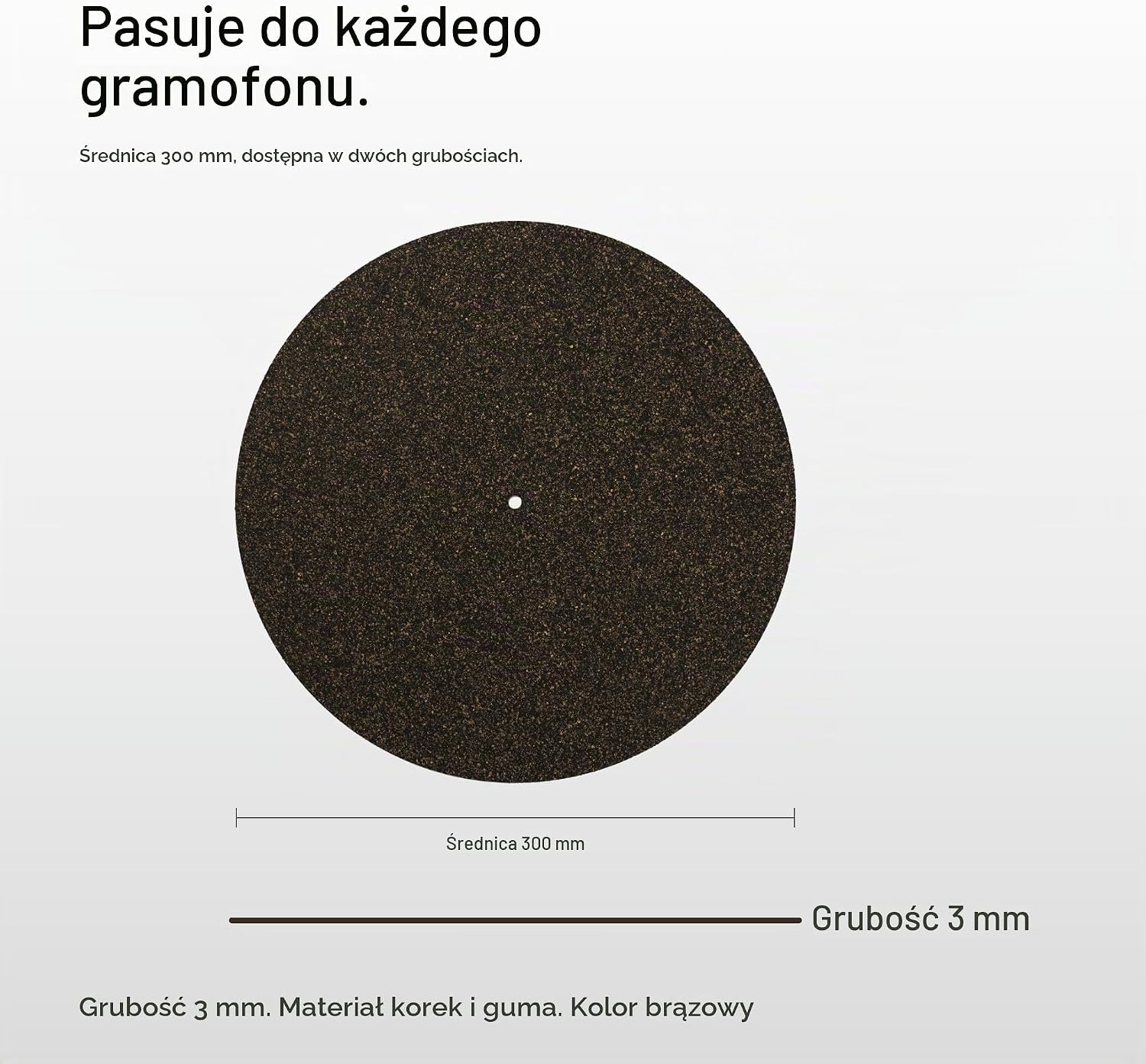 Detalle de Pro-Ject Cork & Rubber it 3mm – mata gramofonowa z korka i gumy