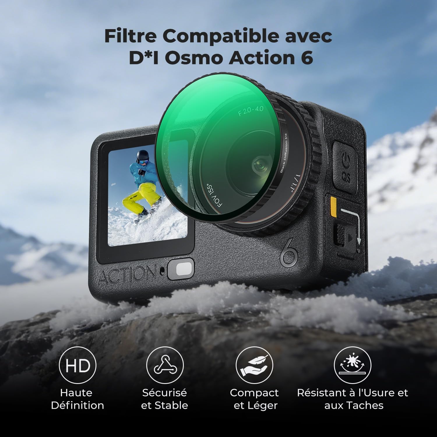 Thumbnail 1 de K&F CONCEPT Filtre Black Diffusion 1/4 Snap On pour Osmo Action 6